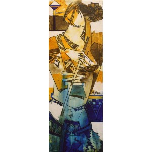 Ashkal, 12 x 36 Inch, Acrylic on Canvas, Figurative Painting, AC-ASH-215
